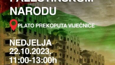 Palestinska zajednica u BiH najavila za nedjelju u Sarajevu skup podrške palestinskom narodu