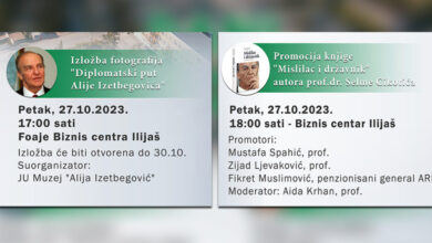 U Ilijašu danas izložba fotografija “Diplomatski put Alije Izetbegovića” i promocija knjige “Mislilac i državnik”