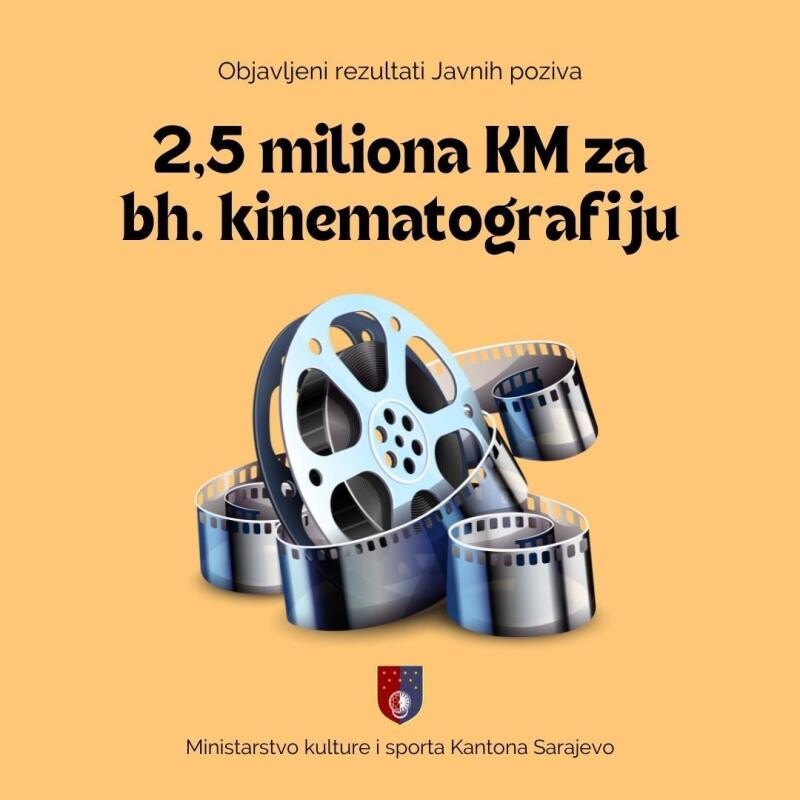 Ministarstvo kulture i sporta KS: 2,5 miliona KM za bh. kinematografiju