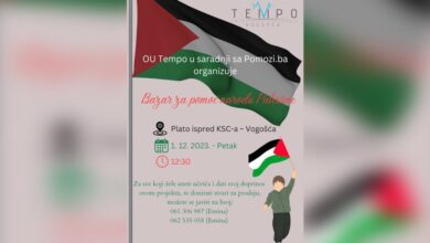 Omladinsko udruženje „Tempo“ sutra organizuje humanitarni bazar za pomoć narodu Palestine
