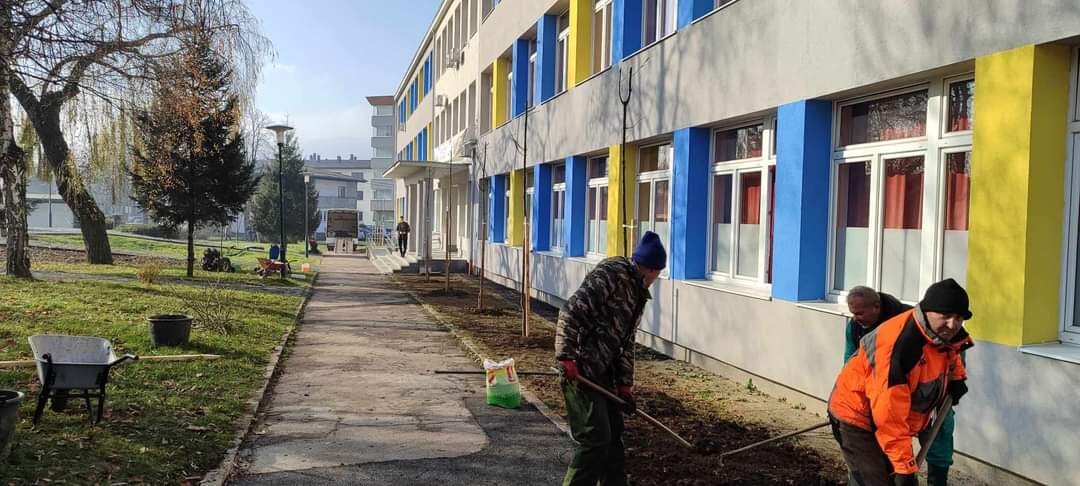 Dvorište Srednjoškolskog centra u Ilijašu od danas krasi novih 25 alejnih stabala i sedam sadnica thuja