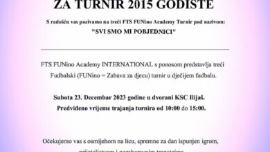 Pod pokroviteljstvom FTS Football Talent Scouting Organizacije iz Austrije u Ilijašu sutra 3. turnir