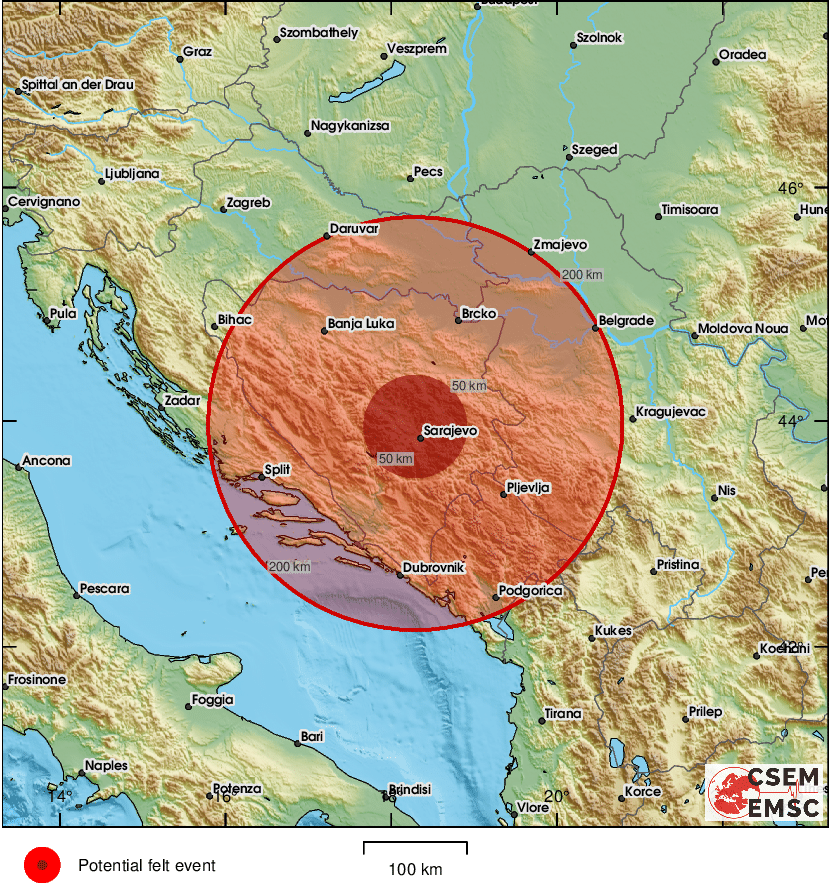 Novi zemljotres zatresao Sarajevo