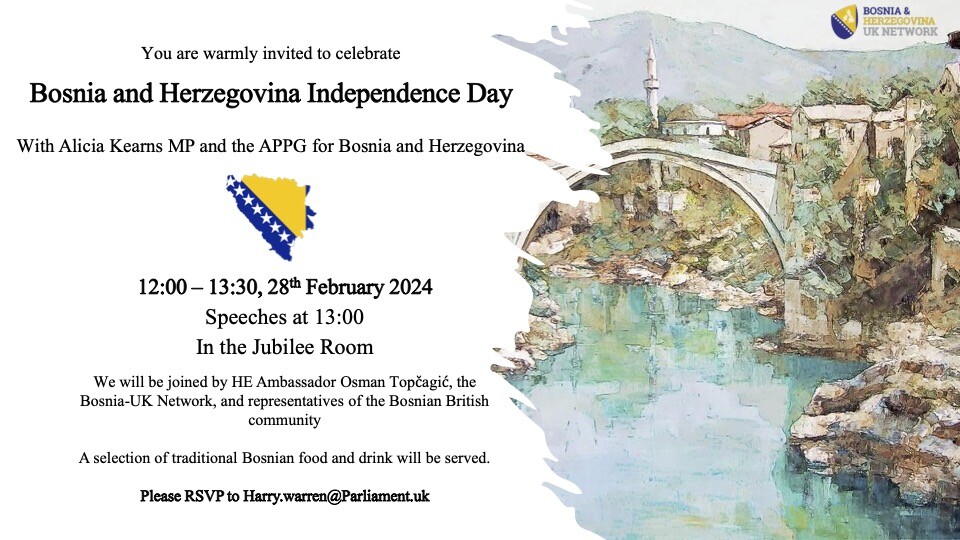 Obilježivanje Dana Nezavisnosti Bosne i Hercegovine u Parlamentu Velike Britanije