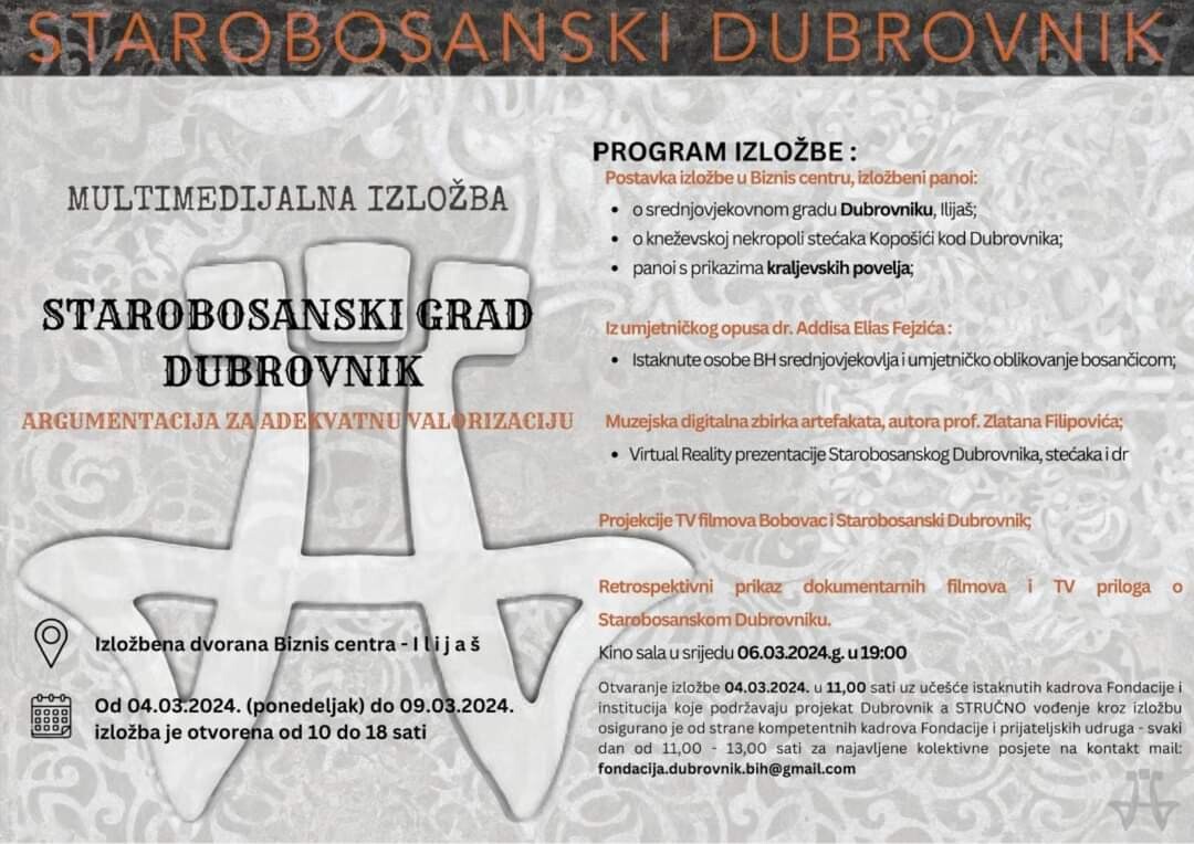 Sutra otvaranje multimedijalne izložbe Starobosanski grad Dubrovnik