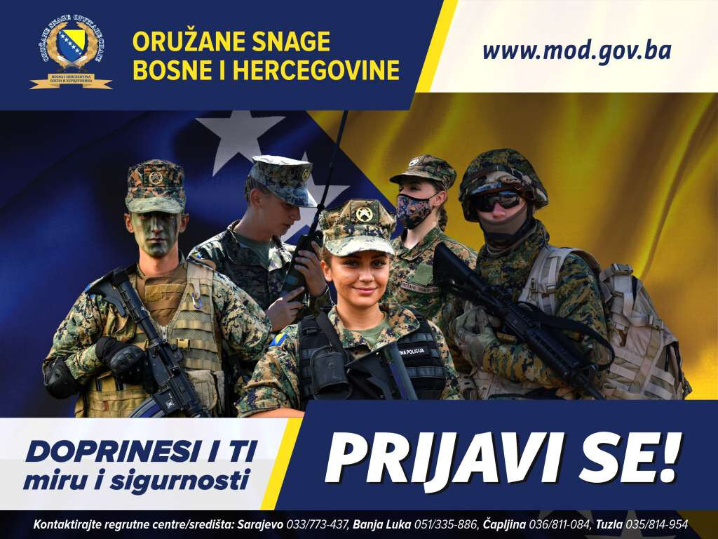 Raspisan konkurs za 400 vojnika u Oružanim snagama BiH