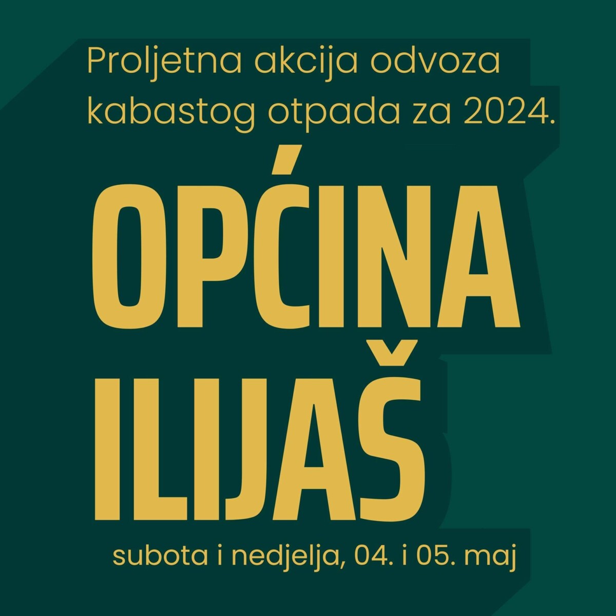 Akcija odvoza kabastog otpada ovog vikenda u Vogošći i Ilijašu