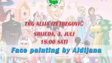 Danas od 18 sati na Trgu u Ilijašu Facepainting sa Aldijanom