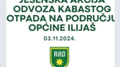 Akcija odvoza kabastog otpada 3. novembra u općini Ilijaš