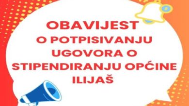 Obavijest o potpisivanju ugovora o stipendiranju Općine Ilijaš