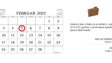 OBAVIJEST O UREDOVNIM DANIMA U OPĆINI ILIJAŠ