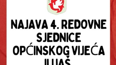 Najava 4. redovne sjednice Općinskog vijeća Ilijaš