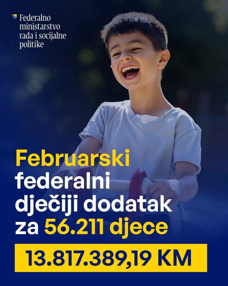 Počela isplata dječijeg dodatka u FBiH