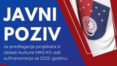 Ministarstvo kulture i sporta KS objavilo Javni poziv za sufinansiranje projekata iz oblasti kulture iz sredstava Ministarstva za 2025. godinu