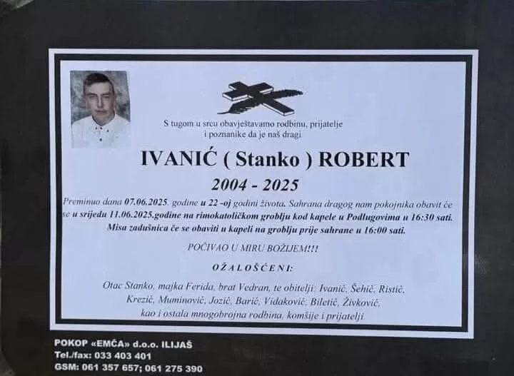 Poznat termin sahrane Robertu Ivaniću – Robiju