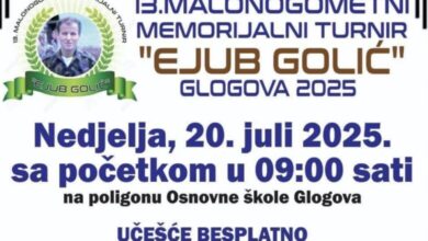 Memorijalni turnir “Ejub Golić” u Glogovoj kod Bratunca