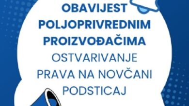 Obavijest poljoprivrednim proizvođačima