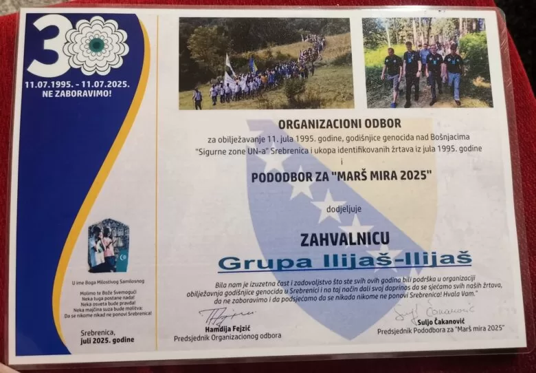 Hasib Suljić: Zahvalnica za učešće u Maršu mira 2025.