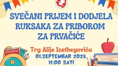 Obavještenje o svečanom prijemu i dodijeli ruksaka sa priborom za prvačiće