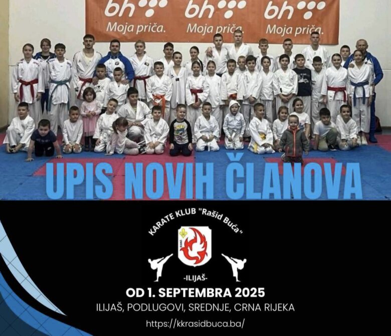 Karate klub Rašid Buća – Ilijaš od 1.9.2025. počinje sa upisom i treninzima karatea za nove članove