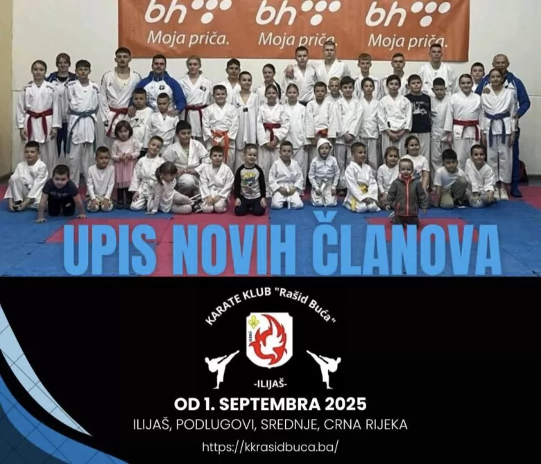 Karate klub Rašid Buća – Ilijaš od 1.9.2025. počinje sa upisom i treninzima karatea za nove članove