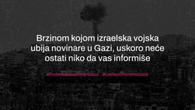 BH Novinari: Globalna medijska akcija, cilj prestanak ubijanja novinara u Pojasu Gaze