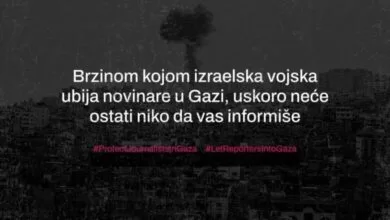 BH Novinari: Globalna medijska akcija, cilj prestanak ubijanja novinara u Pojasu Gaze