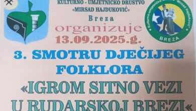 KUD “Mirsad Hajduković” Breza: “3. smotra dječjeg folklora” pod nazivom “Igrom sitno vezi u rudarskoj Brezi”