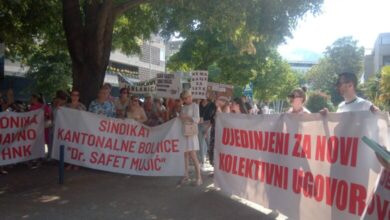 Masovni protest zdravstvenih radnika Hercegovačko-neretvanskog kantona