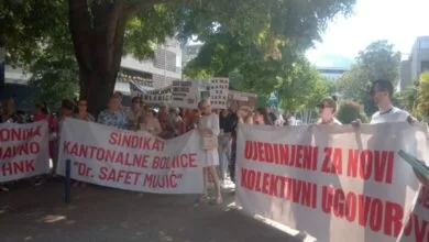 Masovni protest zdravstvenih radnika Hercegovačko-neretvanskog kantona