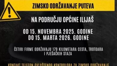 Zimsko održavanje puteva na području općine Ilijaš počinje sutra