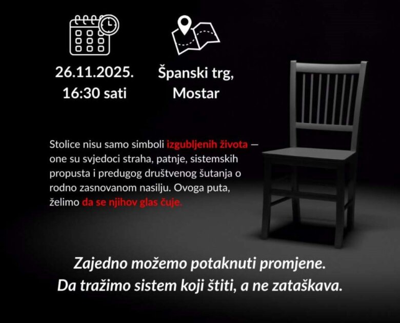 Performansom ‘Stolice koje govore’ skrenuti pažnju javnosti na problem femicida