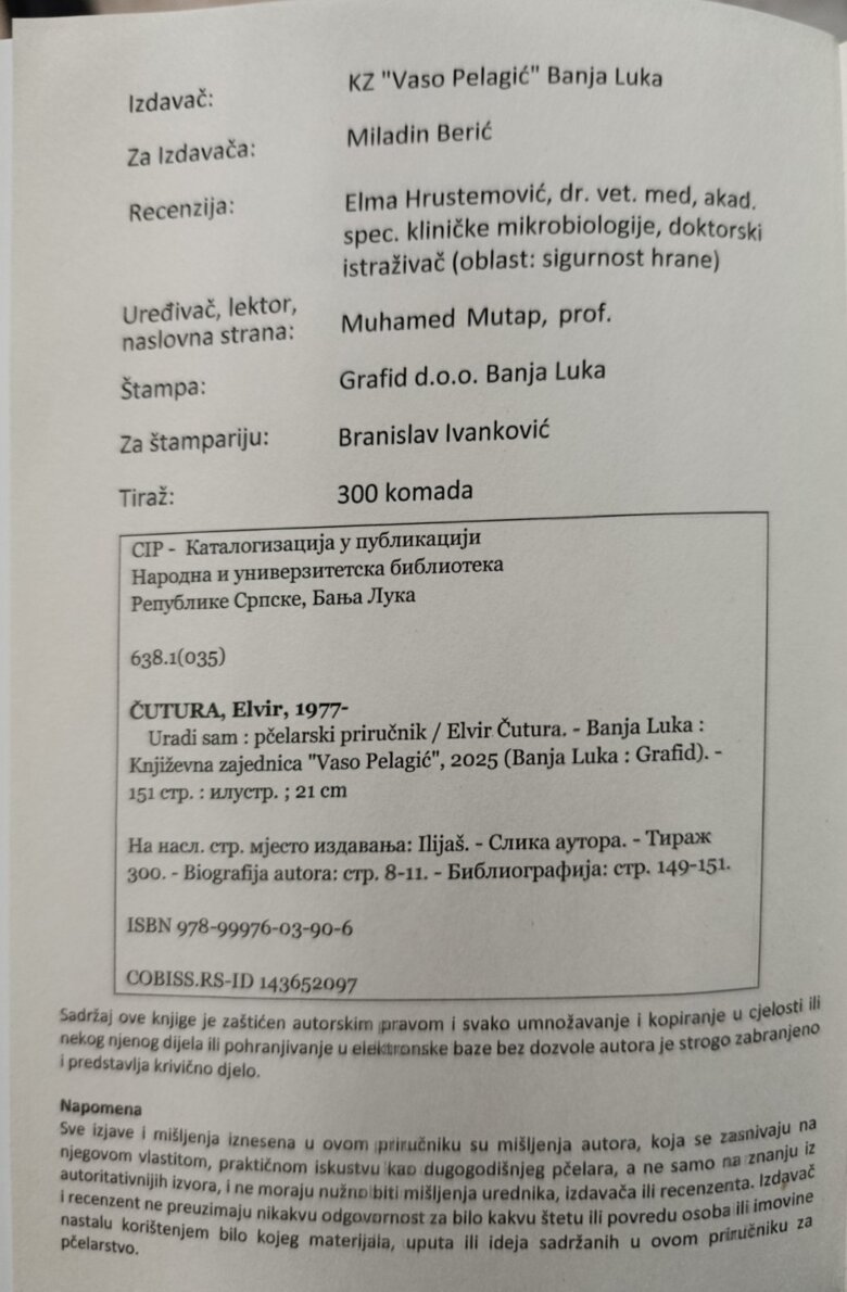 Nova Dvanaesta Knjiga Elvira Čuture Iz Ilijaša Pod Naslovom “uradi Sam – Pčelarski Priručnik”