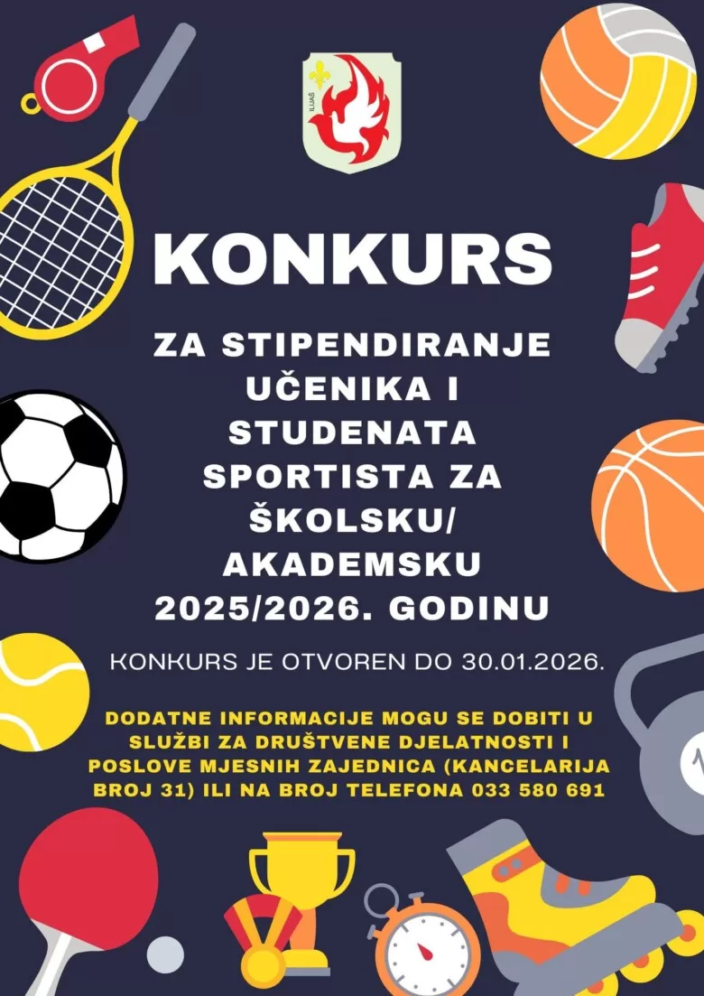 Općina Ilijaš raspisala Konkurs za sportske stipendije za 2025/2026. godinu