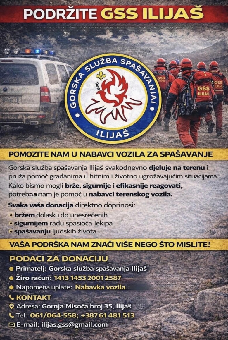 Podrška Gorskoj službi spašavanja Ilijaš u nabavci terenskog vozila