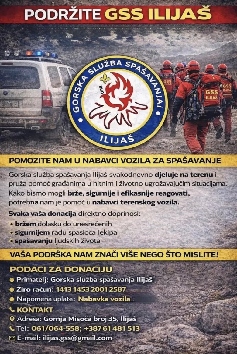 Podrška Gorskoj službi spašavanja Ilijaš u nabavci terenskog vozila