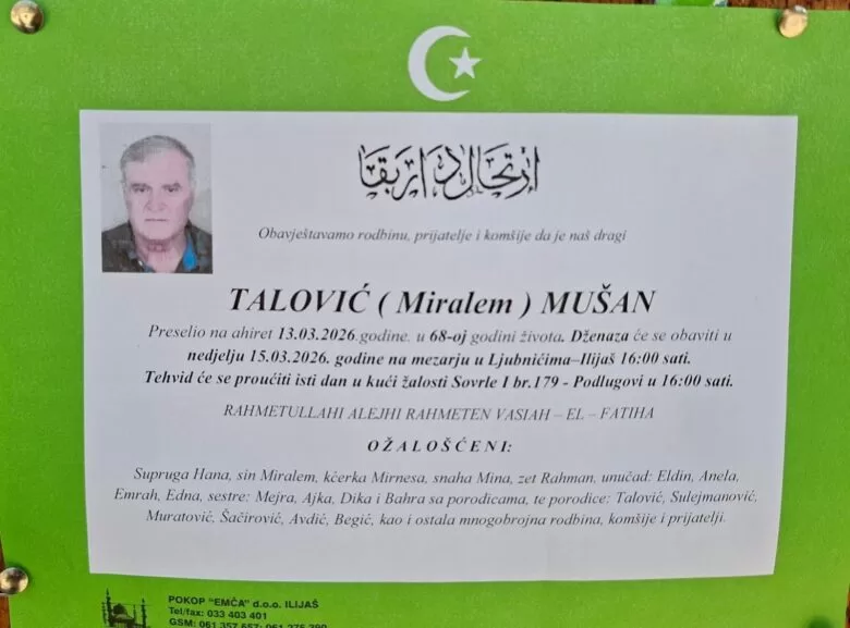 Na bolji svijet preselio Mušan Talović iz Hranče