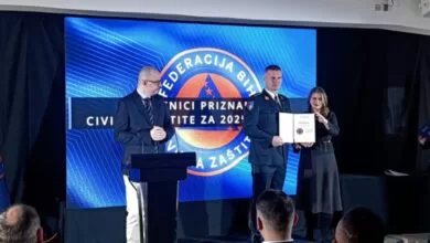 Vatrogasnom društvu Vogošća uručena pohvala Federalnog štaba civilne zaštite