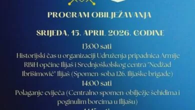 Ilijaš: Program obilježavanja Dana Armije Republike Bosne i Hercegovine