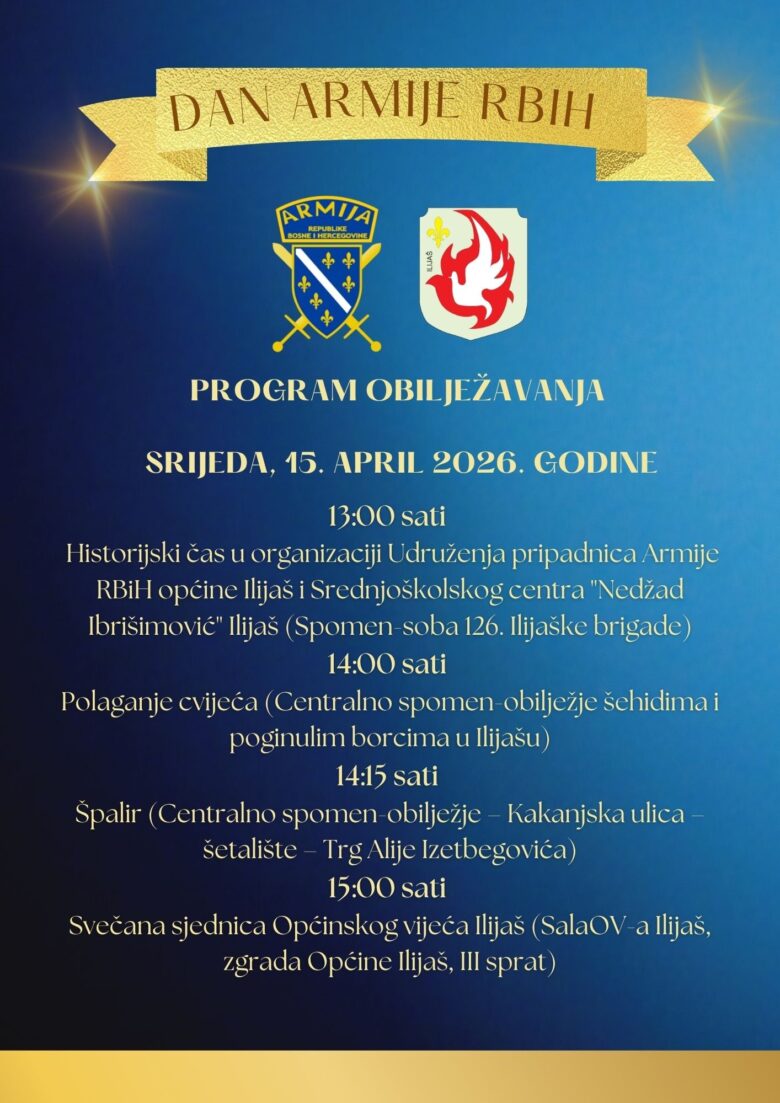 U srijedu u Ilijašu obilježavanje Dana Armije Republike Bosne i Hercegovine