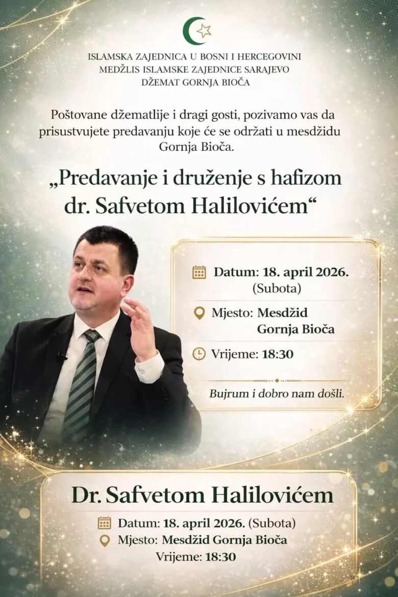 Predavanje i druženje s hafizom dr. Safvetom Halilovićem u Gornjoj Bioči