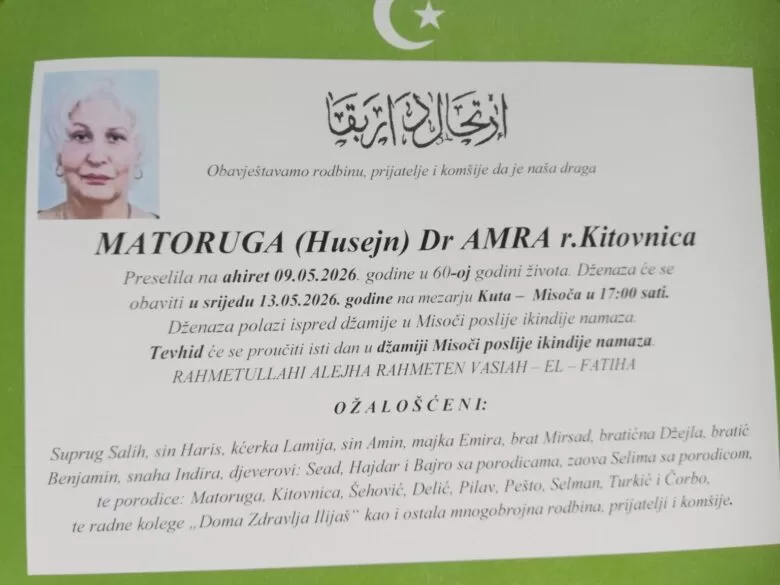 Na bolji svijet preselila dr. Amra Matoruga iz Ilijaša