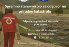 Poziv mještanima MZ Podlugovi: Edukativna radionica o prvoj pomoći i postupanju u prirodnim katastrofama
