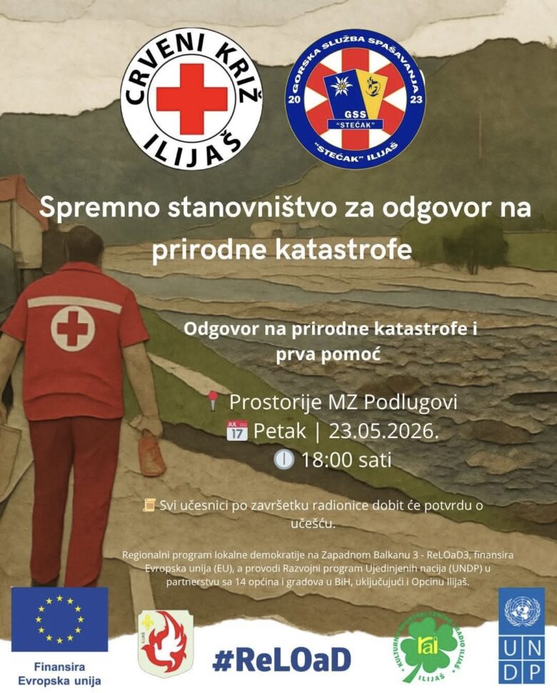 Poziv mještanima MZ Podlugovi: Edukativna radionica o prvoj pomoći i postupanju u prirodnim katastrofama