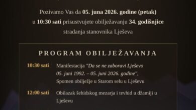 „Da se ne zaboravi“: U Lješevu obilježavanje 34. godišnjice stradanja stanovnika