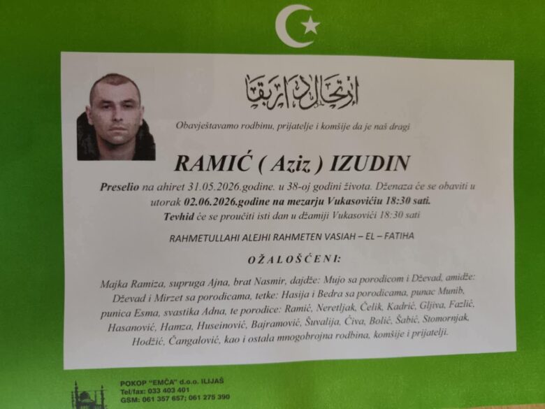 Na bolji svijet preselio Izudin Ramić, dženaza u utorak na mezarju Vukasovići