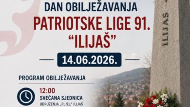 U nedjelju obilježavanje Dana Patriotske lige 91. Ilijaš