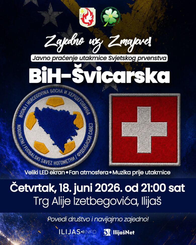 Zajedno uz Zmajeve: Javno praćenje utakmice BiH – Švicarska na Trgu Alije Izetbegovića