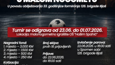 Noćni turnir u malom nogometu povodom 33. godišnjice formiranja 126. brigade Ilijaš