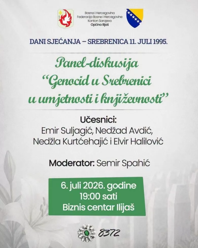 U Ilijašu će večeras biti održana panel-diskusija „Genocid u Srebrenici u umjetnosti i književnosti“